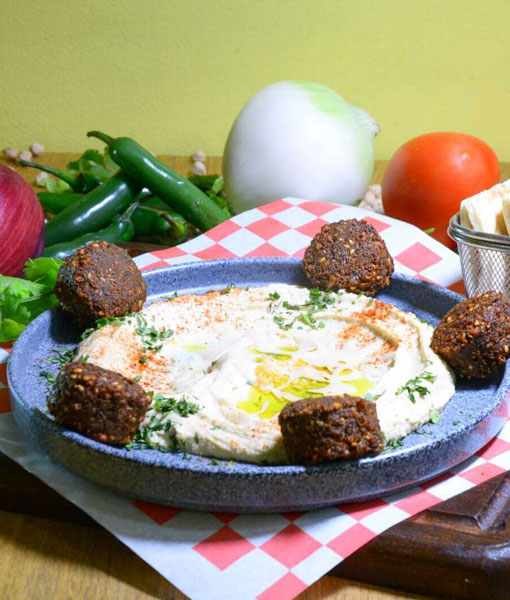 Plate of Hummus and Falafel